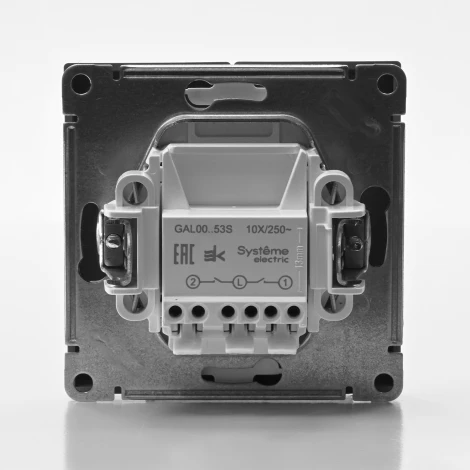 Выключатель двухклавишный с подсветкой (сталь) Systeme Electric GAL000953S