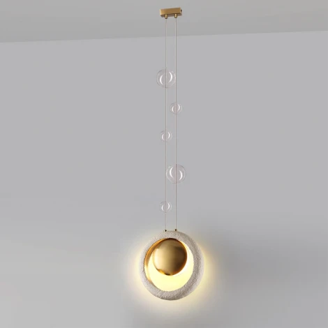 Подвесной светильник Odeon Light Saturn 5443/1 сатинированн.латунь/беж./металл/полирезин/стекло 1*G9 LED*6W