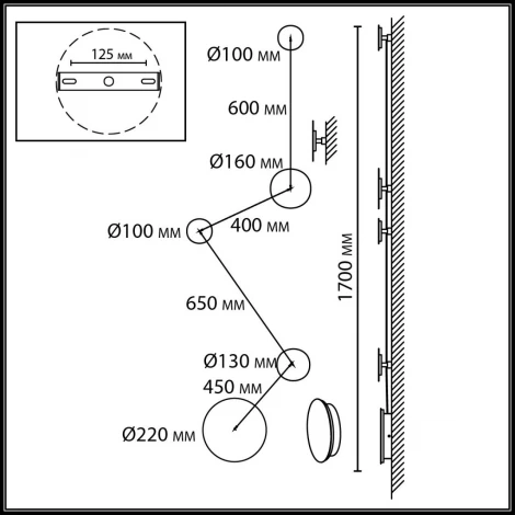 Настенный светильник светодиодный Odeon Light Galaxy 7115/30WL черный/бронза/металл IP20 LED 30W 1350Лм 3000K 220V
