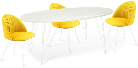Обеденная группа SHT-DS151 имперский желтый/бетон крем/белый Sheffilton 4991597901