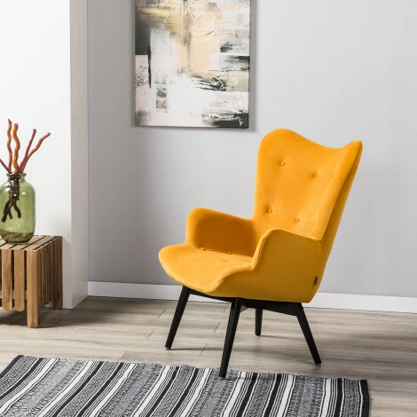 Кресло Хайбэк желтый/венге R-Home арт.4101060120h_Sun_венге