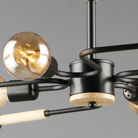 Потолочная люстра на штанге Reluce 10070-0.3-08 BK+WOOD