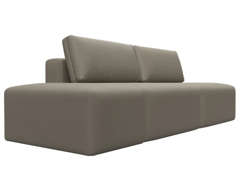 Диван прямой модульный с пуфом Лига-060 НПБ (ЛДСП,Брус,Фанера/Пластик/Экокожа/Бежевый) Лига Диванов 130052