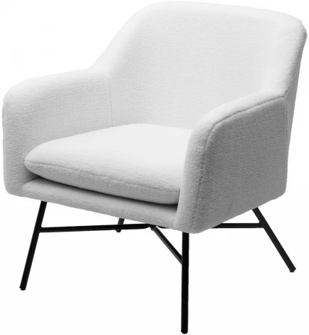 Кресло SHEEP NINI-01 Белый, teddy / черный каркас М-City