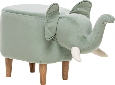 Пуф Leset Slon COMBI (Фанера,Массив дерева,Велюр/Бирюзовый,Белый) арт.2500000127823