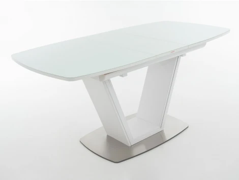 Стол Севилья МДФ, Стекло, Белый матовый шагрень/Белый, Аврора