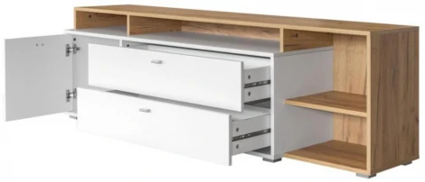 ТВ-тумба Mobi Бэль 10.92 белый премиум / дуб золотой craft 330350