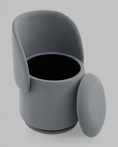 Пуф-трансформер Таунсвилл вращающийся с ящиком велюр серый Stool Group арт.УТ000041704