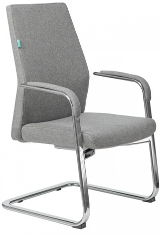 Кресло Бюрократ _JONS-LOW-V серый низк.спин. полозья металл хром