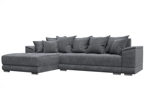 Диван угловой НордСтар левый угол (ДСП,Брус/Пластик/Велюр/Темно-серый) Лига Диванов 127935L