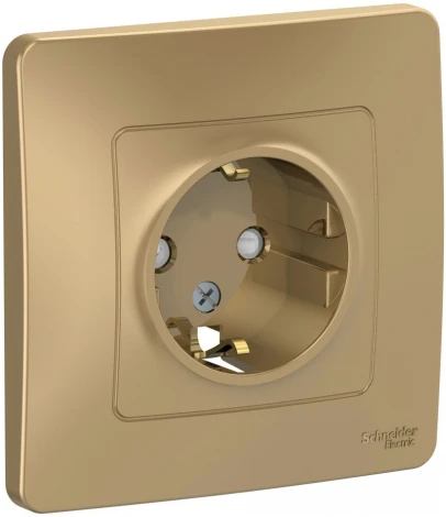 Розетка встраиваемая с заземлением и шторками (титан) Systeme Electric Blanca BLNRS001114