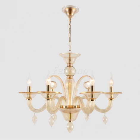 Люстра подвесная Crystal Lux Caetano, 6 ламп, золото с янтарным