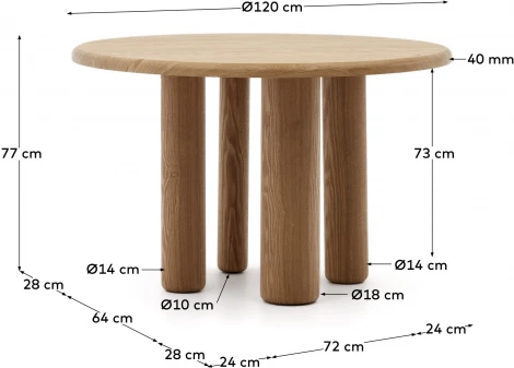 Стол обеденный La Forma (ex Julia Grup) Mailen (МДФ,Ясень)