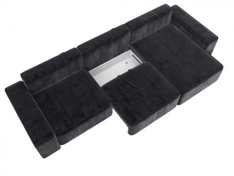 Диван угловой Лига-074 угол универсальный (ДСП/Пластик/Велюр/Темно-серый) Лига Диванов 129870