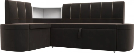 Диван кухонный угловой Тефида левый угол (Коричневый,Бежевый/Велюр) Лига Диванов арт.126142L