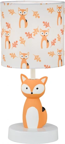 Настольная лампа Escada Animal 10166/L Fox 1х40Вт Е14, керамика/ткань, оранжевый/белый/орнамент лисички (для детской, 220V, выключатель, животные, для девочки)