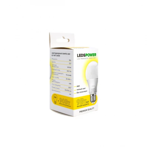 Лампочка светодиодная E27 9Вт 3000K LEDS POWER 006581