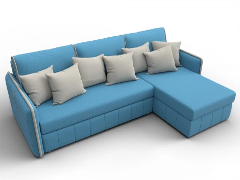 Диван угловой Лига-078 угол универсальный (ДСП/Пластик/Рогожка/Голубой,Бежевый) Лига Диванов 130978