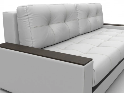 Диван прямой с декором Лига-096 НПБ (ДВП,ДСП,ЛДСП,Брус,Фанера/Пластик/Экокожа/Белый,Черный) Лига Диванов 133431