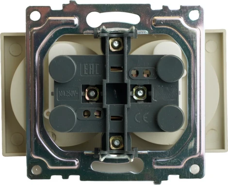 Розетка двойная без заземления со шторками (золото) Stekker Катрин 49225