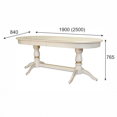 Стол обеденный Тарун 5 раздвижной слоновая кость/золото 190/250*84 от фабрики Mebelik