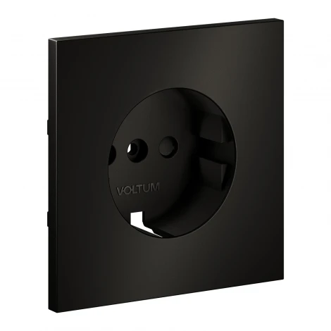 Накладка для розетки с заземлением и защитными шторками (антрацит) Voltum S70 Metal VLSM000712