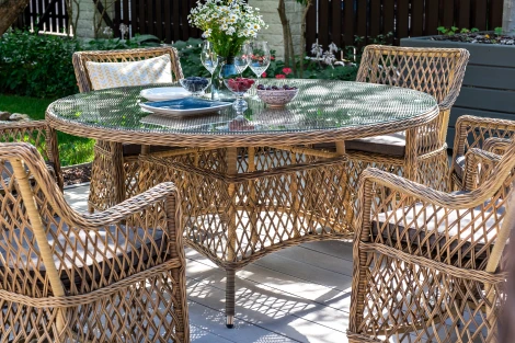 Плетеный круглый стол, диаметр 150 см, цвет соломенный 4SIS Эспрессо YH-T1661G-1