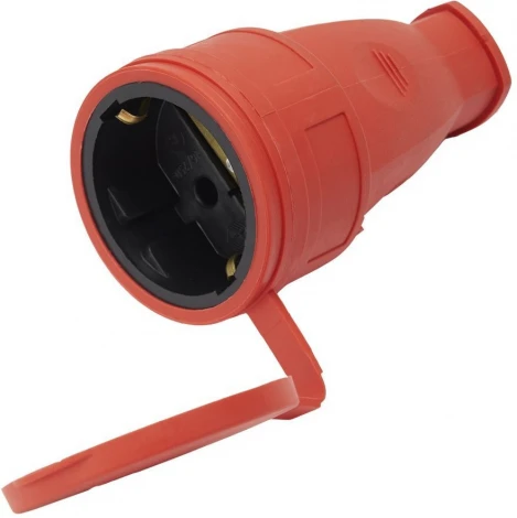 Розетка с заземлением и крышкой (красный) Stekker Одри 39195