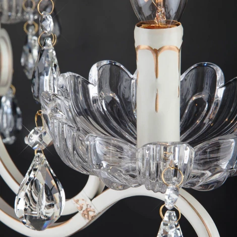 Торшер Eurosvet 12205 12205/3F белый (хрусталь Strotskis, подвески, выключатель, подсвечник, свеча, под старину)