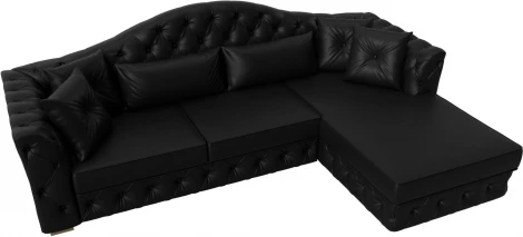Диван угловой Артис правый угол (Черный/Экокожа) Лига Диванов арт.121634