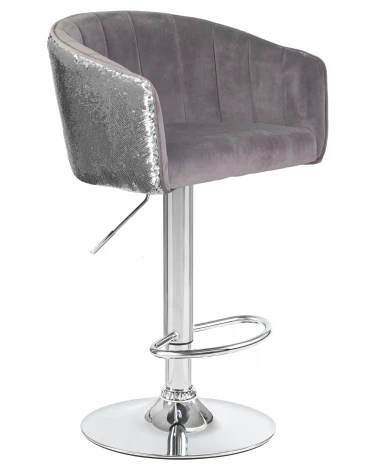 Стул барный DARCY SHINY (серый велюр с серебрянными пайетками)