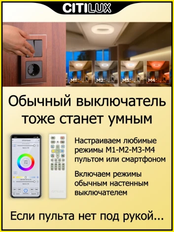 Потолочная люстра светодиодная с управлением голосом и смартфоном с пультом регулировкой цветовой температуры и яркости Стратус Смарт CL732A520G RGB (220V, умный дом - Алиса, Маруся, круглые, кольцо)