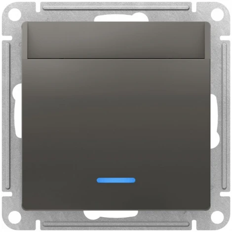 Карточный выключатель одноклавишный с подсветкой встраиваемый (сталь) Systeme Electric AtlasDesign ATN000967
