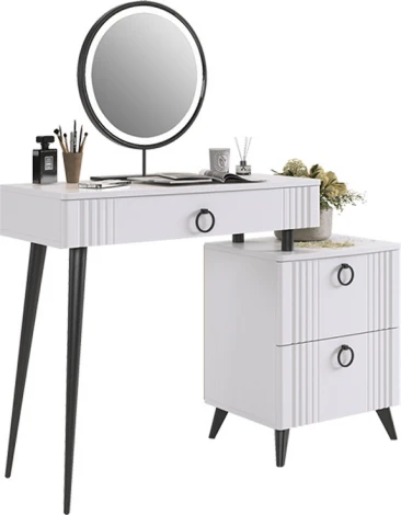 Ева Туалетный столик (без зеркала) Mebelson (ЛДСП,МДФ,ПВХ,Пластик/Светлое дерево,Белый) арт.TS-01.3101