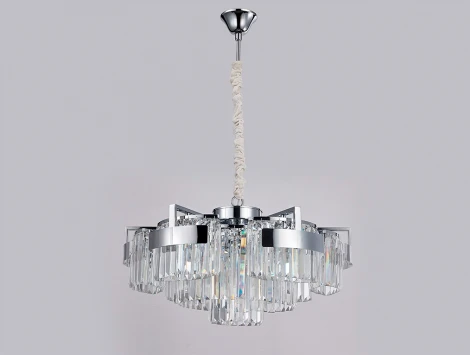 Подвесная люстра Newport 4350 4356+3/C chrome (220V, хрусталь, на цепи, круглые)