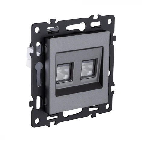 Розетка двойная Ethernet RJ45 серый Kollinger Asthetik AS-018GY
