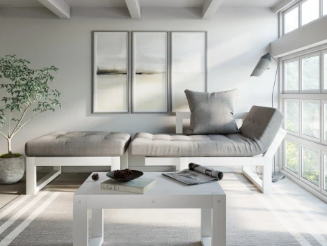 Кресло Arsko Амбер белая эмаль серая рогожка