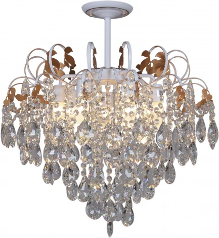 Потолочная люстра на штанге Reluce 96028-0.3-07 WH+GOLD PN (220V, хрусталь)