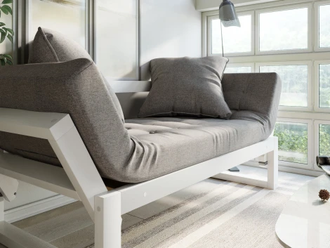 Кушетка Arsko Амбер белая эмаль серая рогожка