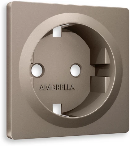 Лицевая панель Ambrella Volt ALFA (Темная бронза матовый) для электрической розетки с заземлением QUANT AP6360