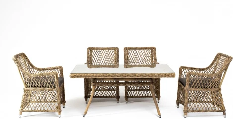 "Латте–140 L" обеденная группа плетеная, цвет соломенный 4SIS арт.УТ-00007282