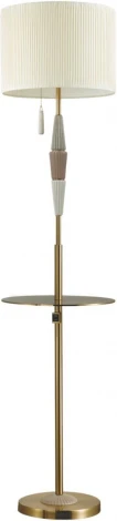 Торшер со столиком с usb-портом Odeon Light Latte 5403/1F бронзовый/светло-коричневый/кремовый/металл/керамика/ткань E27 1*60W (220V, выключатель)