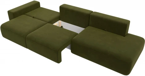 Диван прямой Лига-036 НПБ Модерн Лонг подлокотник слева (Зеленый/Микровельвет) Лига Диванов арт.121351L