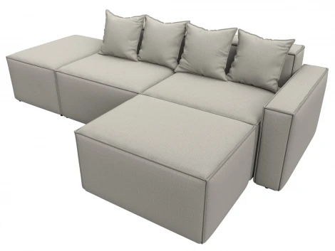 Диван угловой модульный Лига-063 угол правый (ДСП/Пластик/Рогожка/Бежевый) Лига Диванов 129783