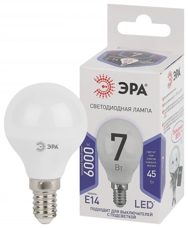Лампочка светодиодная E14 7W ЭРА LED P45-7W-860-E14
