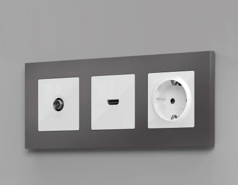 Комплект механизма Ambrella Volt розетки HDMI 2.0 ALFA MA114010 Белый глянец 40V/500mA 2.0GHz 5-18Gbit/s QUANT