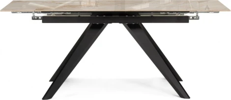 Стеклянный стол Морсби (Морсби 140(200)х80х80 butterfly onyx beige / черный) Woodville арт.588049