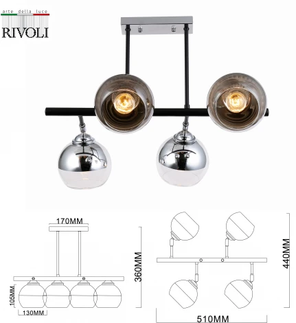 Люстра потолочная на штанге Eduarda 9100-304 4 * Е27 60 Вт