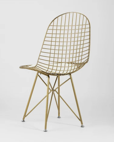 Стул обеденный Eiffel золотой с белой подушкой УТ000004228