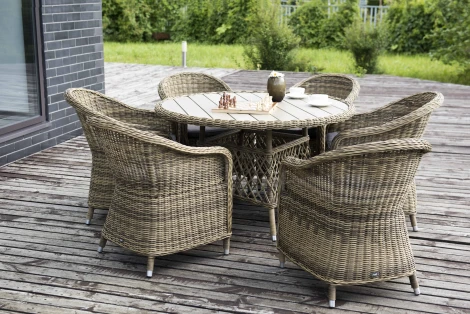 Плетеное кресло из искусственного ротанга, цвет соломенный с серой подушкой 4SIS Равенна YH-C1103W